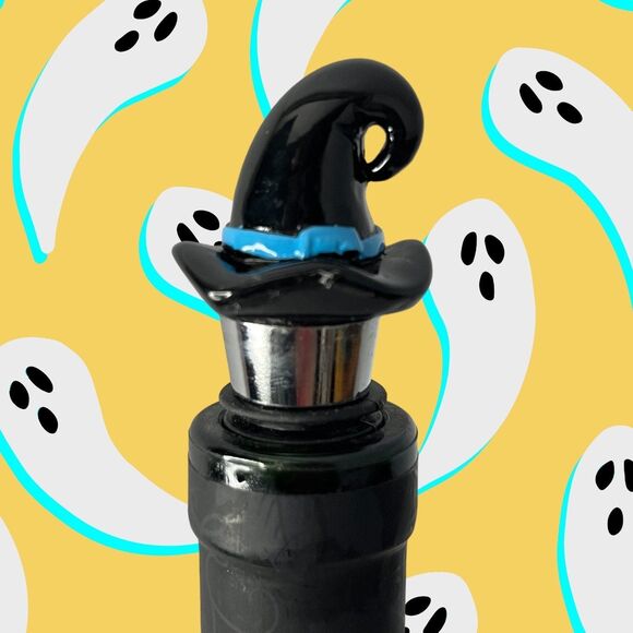 Halloween Witch Hat Stopper for Wine Bottles, Festive Home Decor Accent - Picture 4 of 5